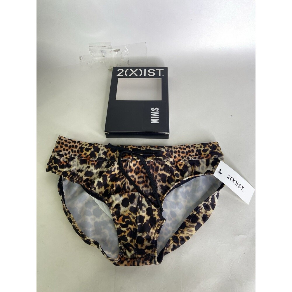 2XIST Rio Swim Brief Swimwear Bottoms Mixed Leopard Animal Print Mens Size S